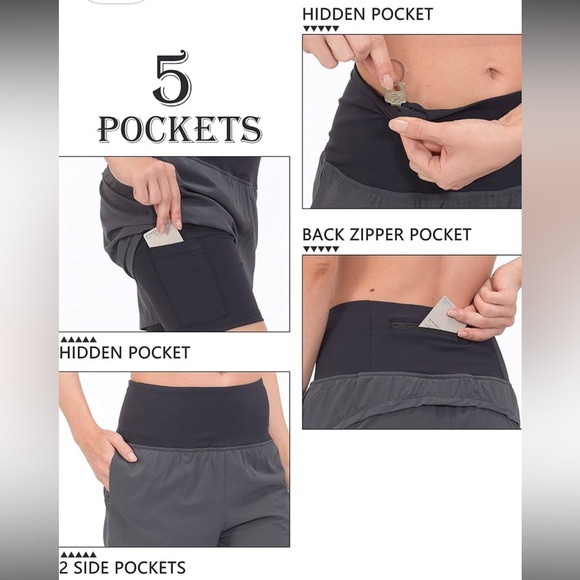 Little Donkey Andy shorts - gray/blue 2 layer running/active w/pockets - Picture 3 of 12